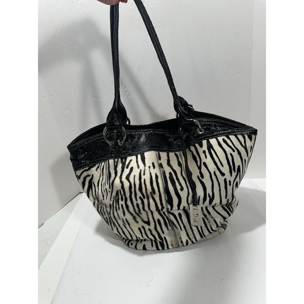 LAURA DI MAGGIO Zebra pattern Fur Leather Purse shoulder bag Harako ladies Italy